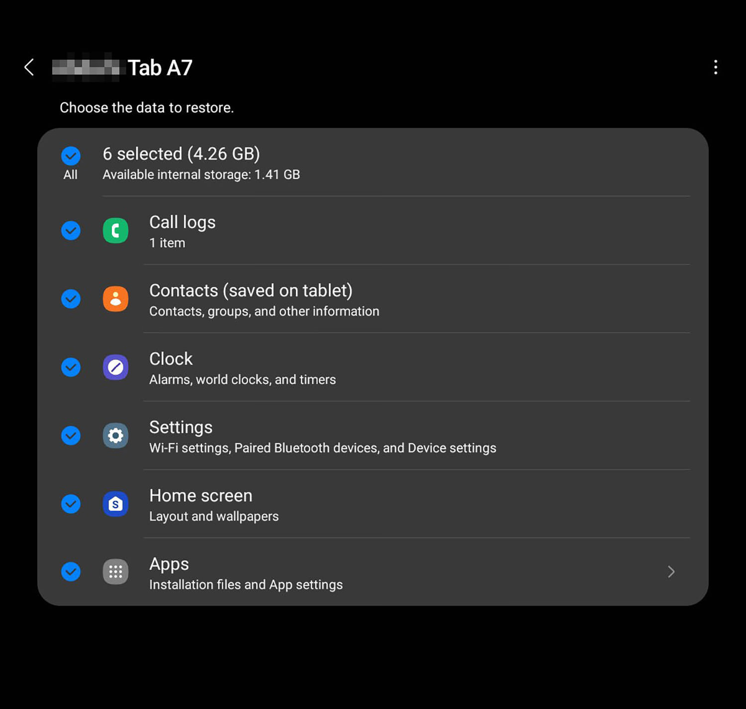 restaurar datos en la nube de samsung